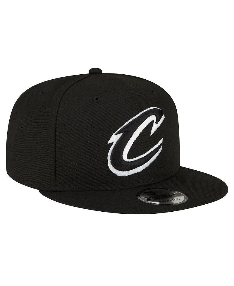 Men's New Era Cleveland Cavaliers Black and White 9FIFTY Snapback Hat