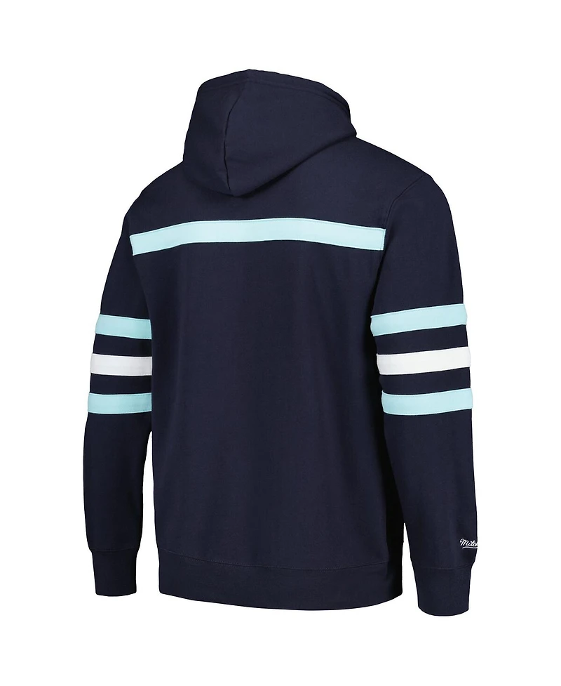 Men's Mitchell & Ness Deep Sea Blue Seattle Kraken Head Coach Pullover Hoodie