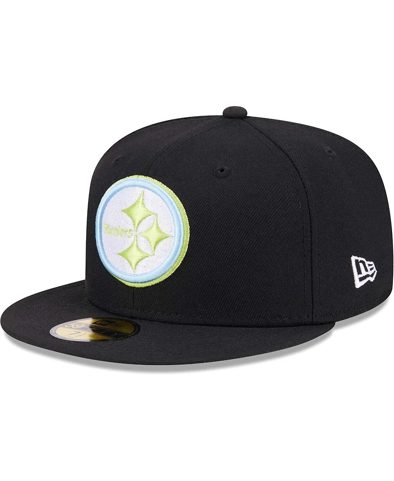 Men's New Era Black Pittsburgh Steelers Multi 59FIFTY Fitted Hat
