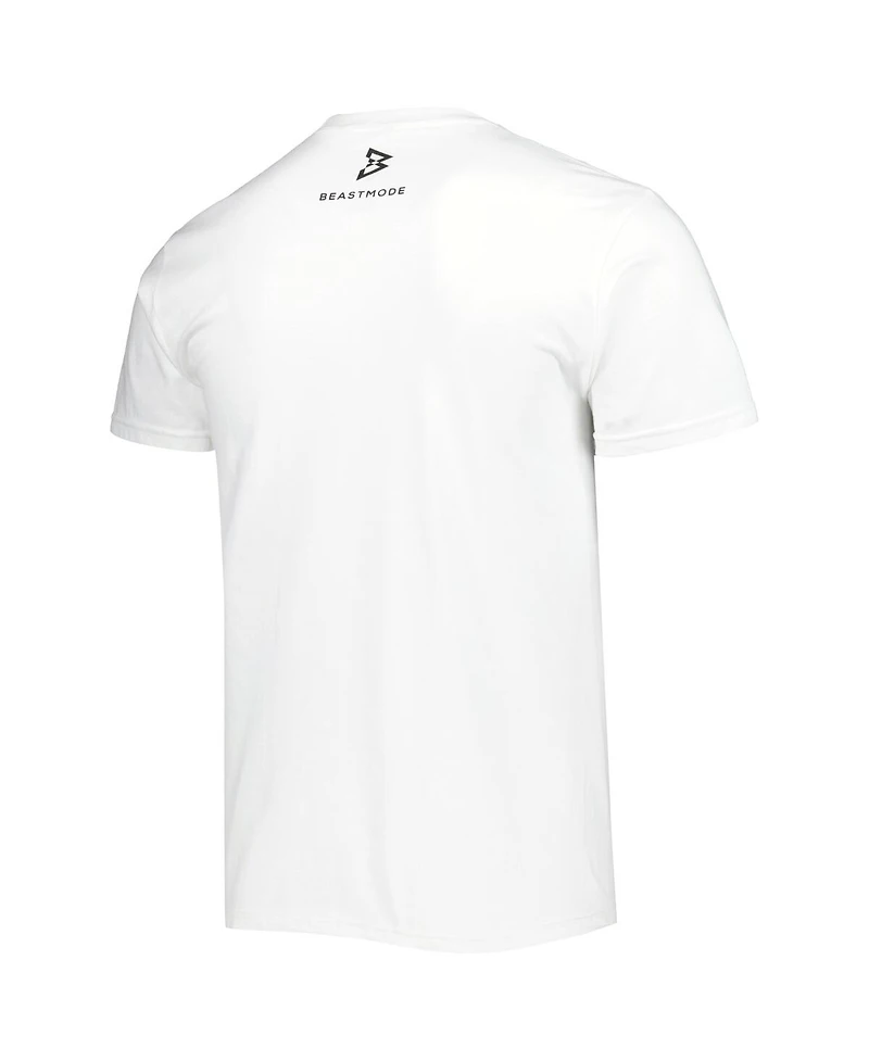 Men's White Beast Mode Logo Collegiate T-shirt