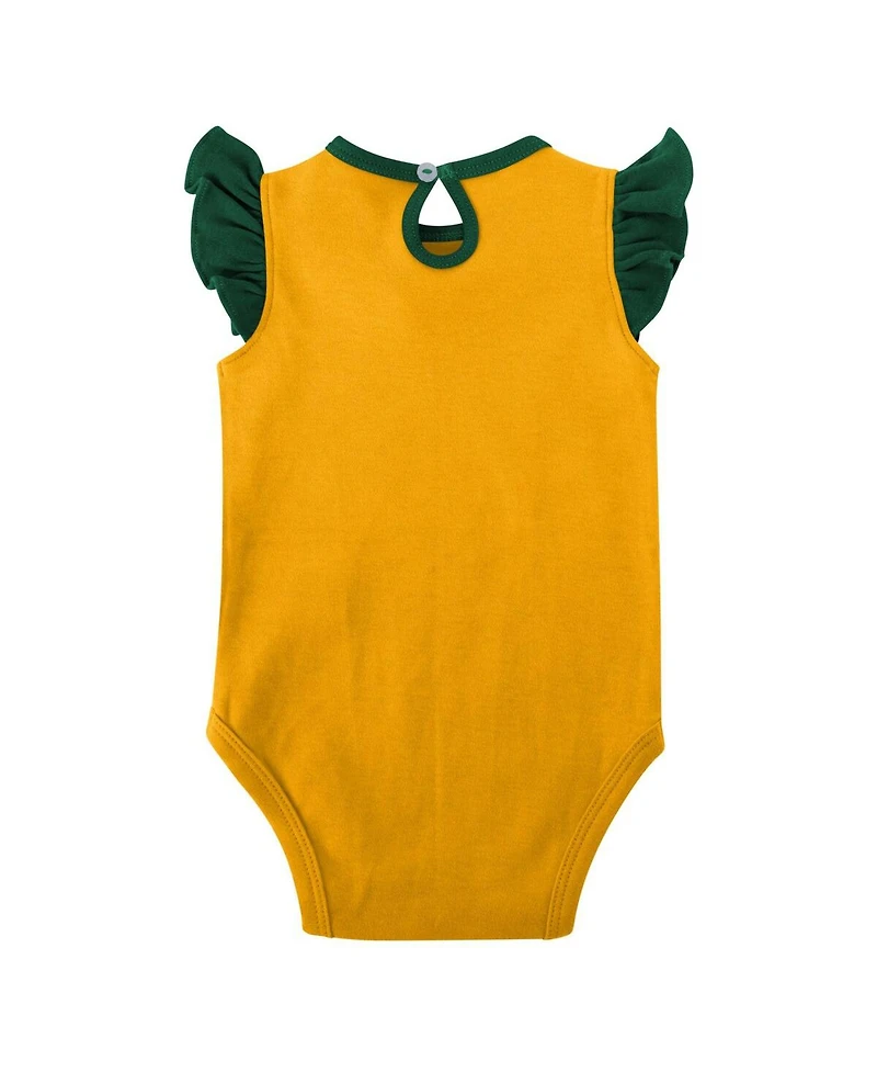 Baby Girls Green, Gold Green Bay Packers Spread the Love 2-Pack Bodysuit Set
