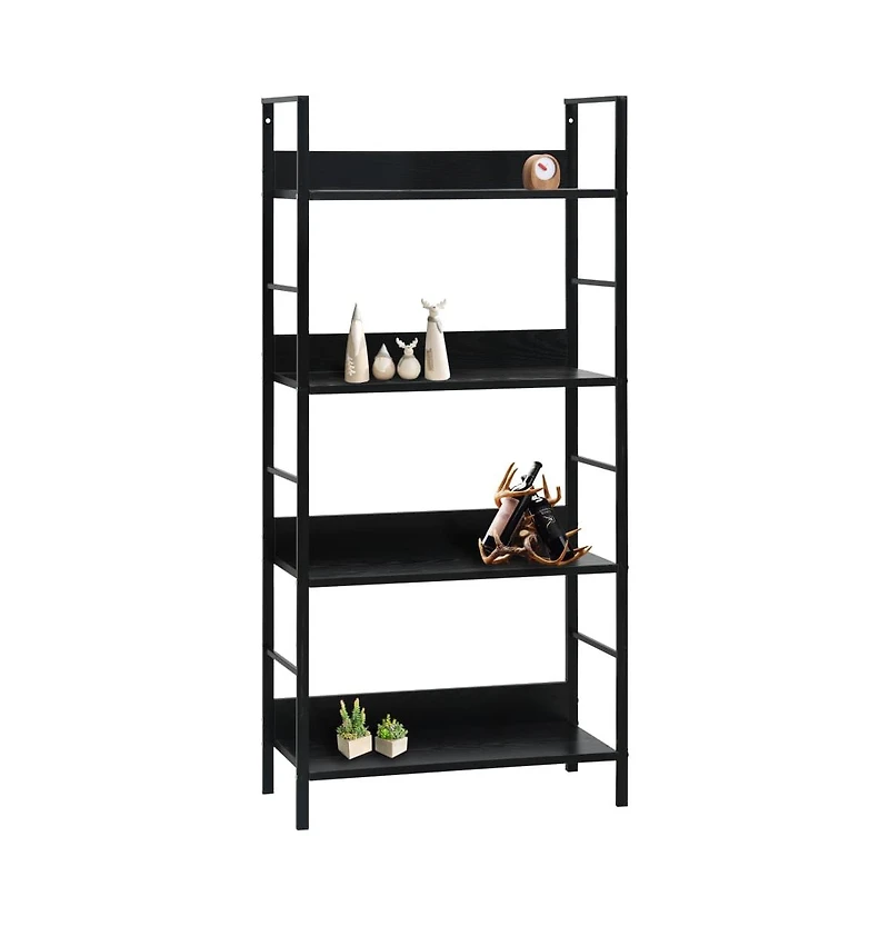 4-Layer Book Shelf Black 23.6"x10.9"x49" Engineered Wood