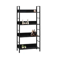 4-Layer Book Shelf Black 23.6"x10.9"x49" Engineered Wood