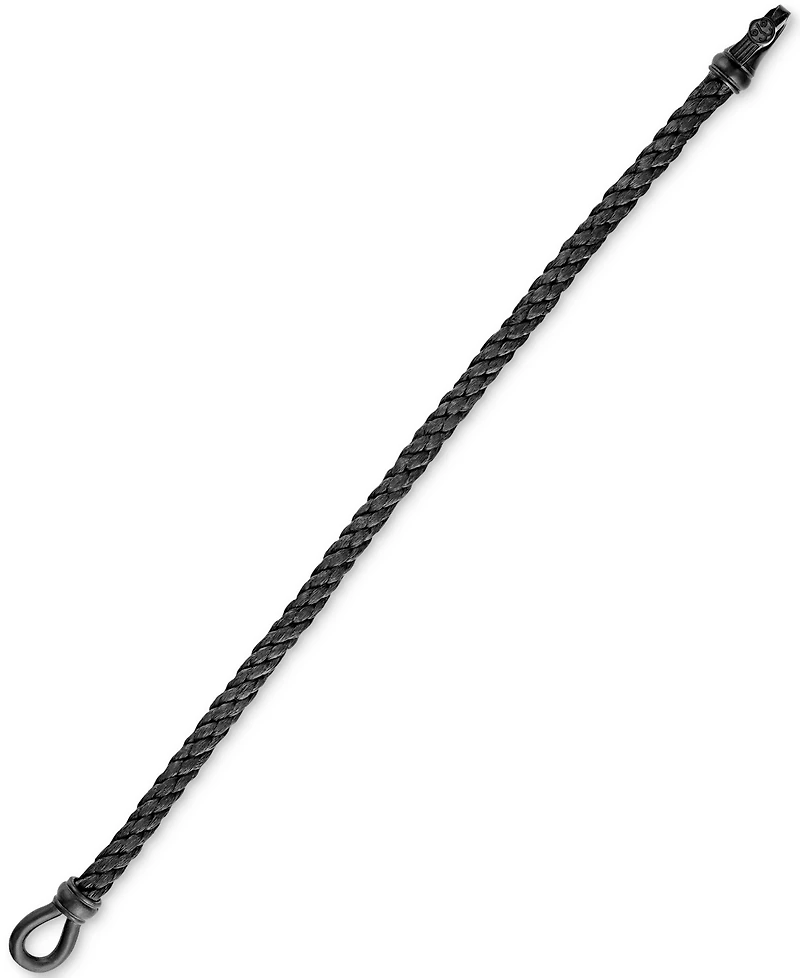 Esquire Men's Jewelry Woven Black Nylon Bracelet Ip Stainless Steel, Created for Macy's