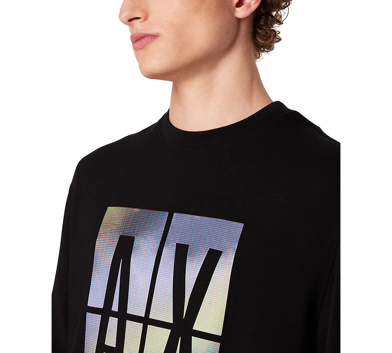 A|X Armani Exchange Men's Regular-Fit Box Logo-Print Crewneck Sweatshirt