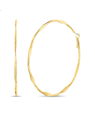 kensie Gold-Tone Forged Section Hoop Earring