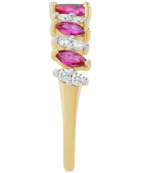 Lab-Grown Emerald (3/8 ct. t.w.) & Lab-Grown White Sapphire (1/3 ct. t.w.) Marquise Ring in 14k Gold-Plated Sterling Silver (Also in Lab-Grown Ruby &