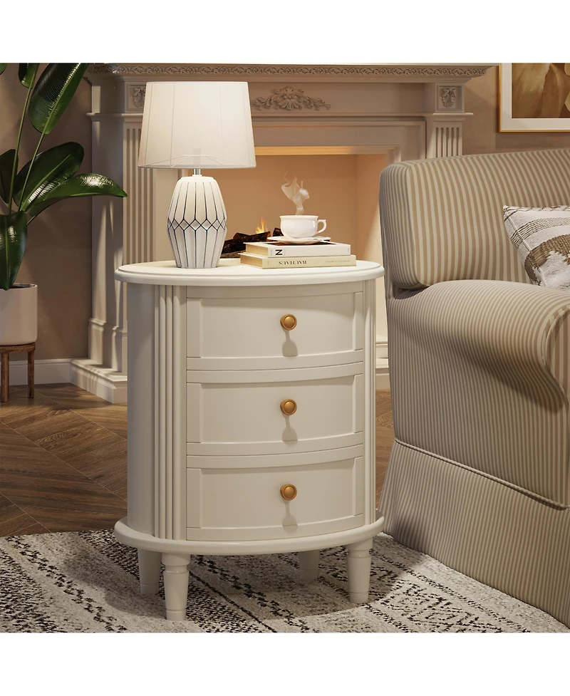 Tribesigns Nightstand with 3 Drawers, Vintage like Bed Side Table for Bedroom, No Assembly Required