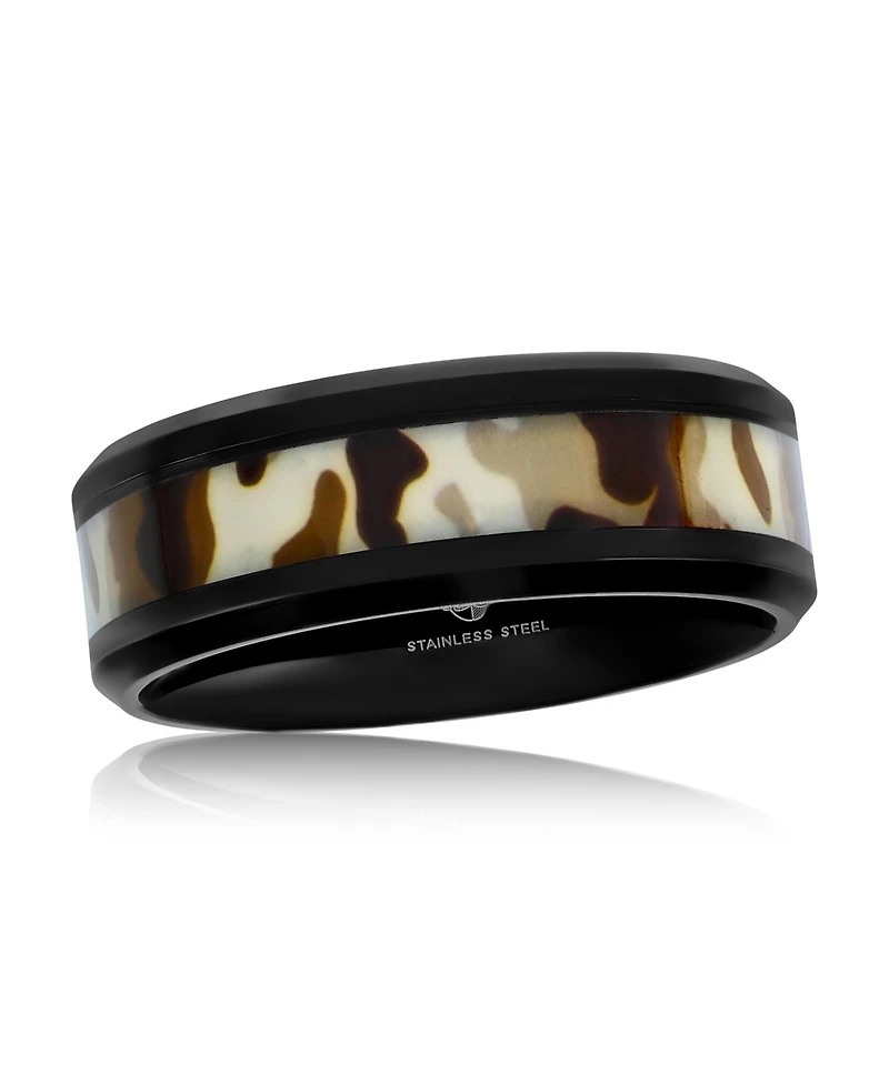 Stainless Steel Camouflage Inlay Ring