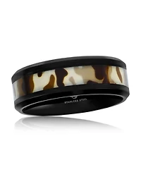 Stainless Steel Camouflage Inlay Ring