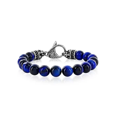 Metallo Stainless Steel 10mm Genuine Stone With Cz Bracelet