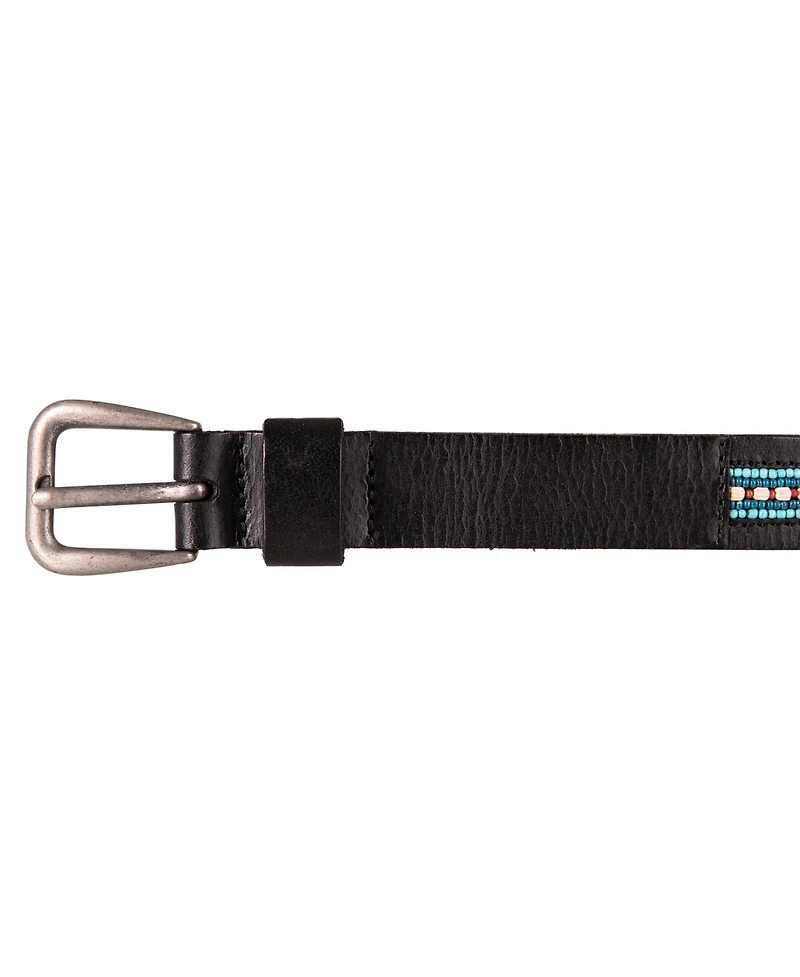 Lucky Brand Turquoise Beaded Stripe Leather Belt