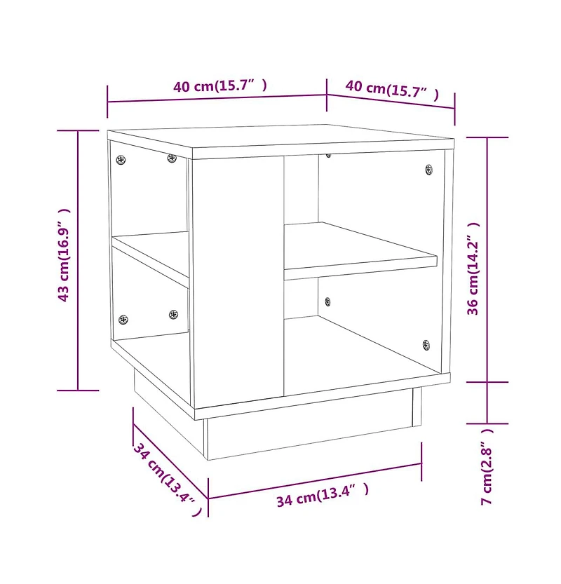 Coffee Table Sonoma Oak 15.7"x15.7"x16.9" Engineered Wood