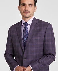 Michael Kors Men's Classic-Fit Burgundy Plaid Sport Coat