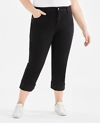 Style & Co Plus High-Rise Cuff Capri Jeans, Created for Macy's