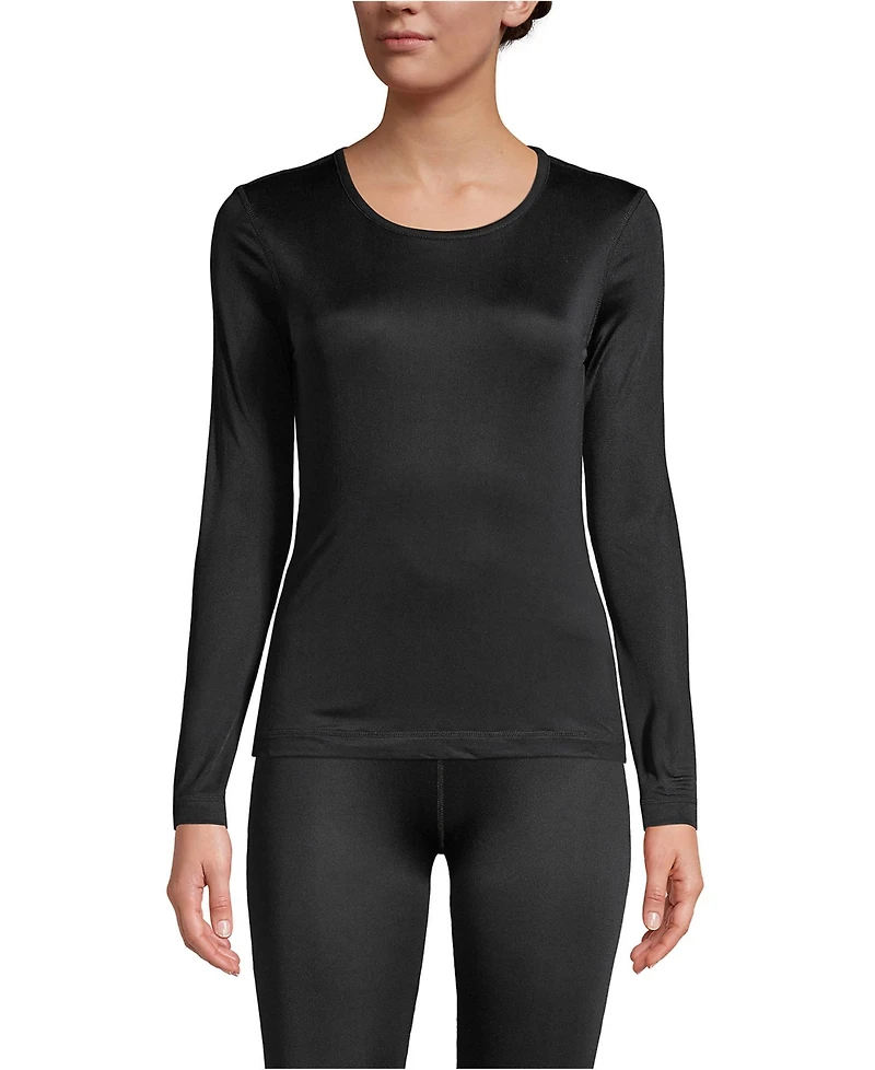 Lands' End Women's Silk Interlock Long Sleeve Crewneck Underwear Top