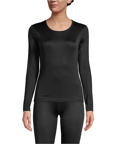 Lands' End Women's Silk Interlock Long Sleeve Crewneck Underwear Top