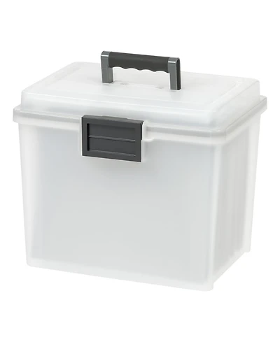 Iris Usa File Box WeatherPro Portable File Organizer Plastic File Box for Letter File w/ Organizer-Lid, Durable Lid and Seal w/ Secure Latching Buckle