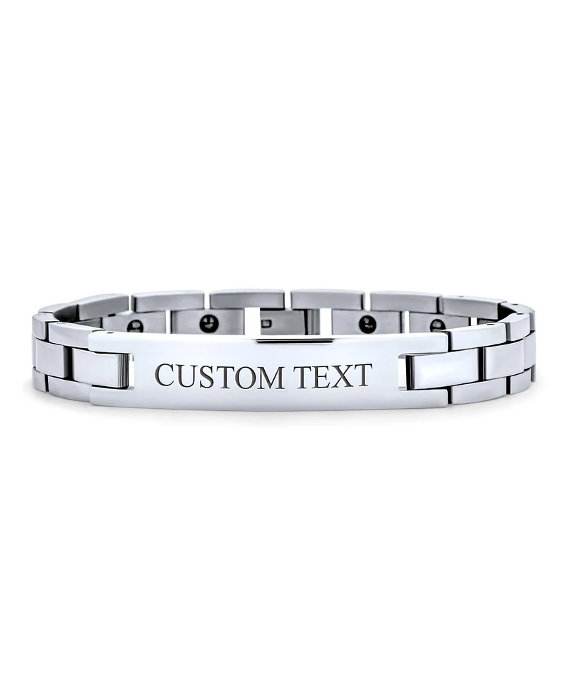 Bling Jewelry Stainless Steel Watchband Identification Id Bracelet Name Tag Curb 8.5 Inch