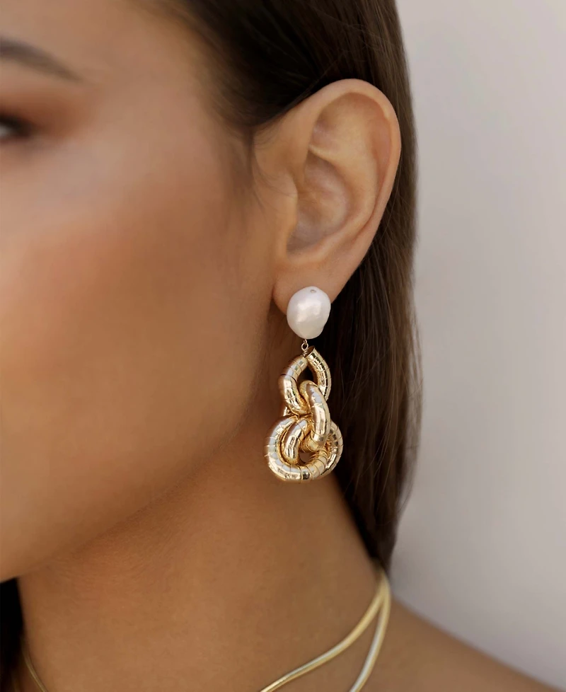 Ettika Liquid Gold-Plated Cultured Freshwater Pearl 18K Gold-Plated Drop Earrings
