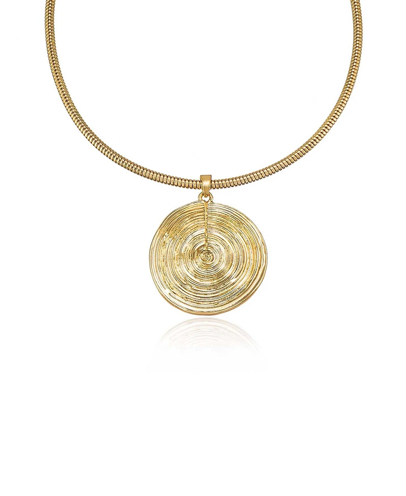 Ettika Statement Swirl Pendant 18K Gold-Plated Choker Necklace