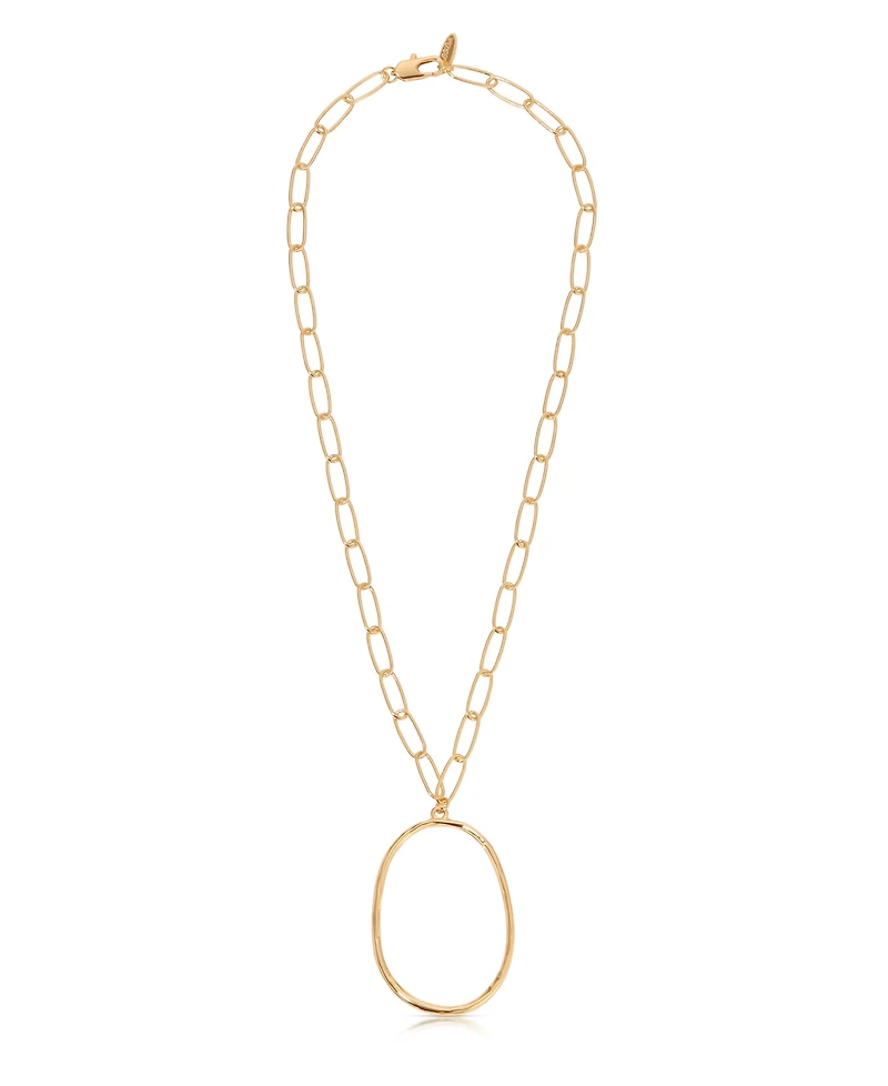Ettika Large 18K Gold-Plated Oval Pendant Chain Link Necklace