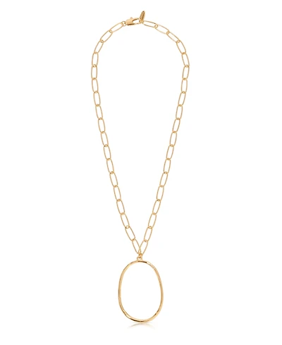 Ettika Large 18K Gold-Plated Oval Pendant Chain Link Necklace