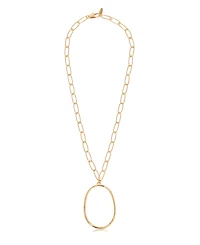 Ettika Large 18K Gold-Plated Oval Pendant Chain Link Necklace