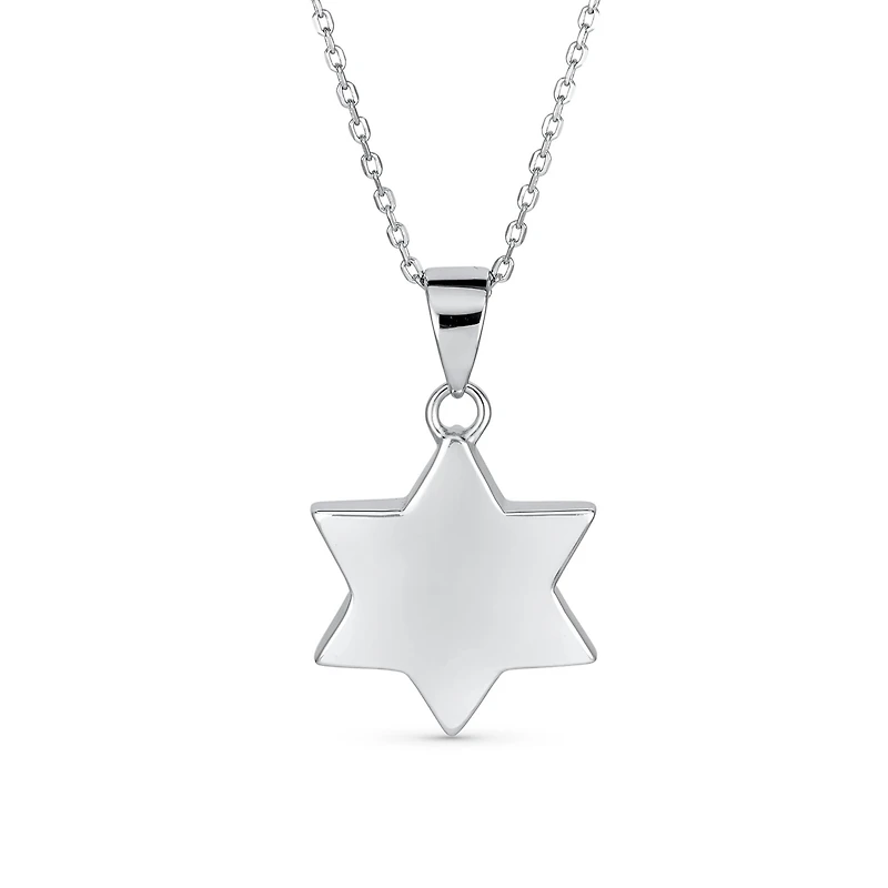 Bling Jewelry Hanukkah Magen Judaic Inlay Created White Opal Star Of David Pendant Necklace Bat Mitzvah .925 Sterling Silver