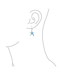 Bling Jewelry Nautical Aquatic Tropical Beach Vacation Iridescent Created Opal Inlay Starfish Dangle Drop Lever back Earrings Sterling Silver