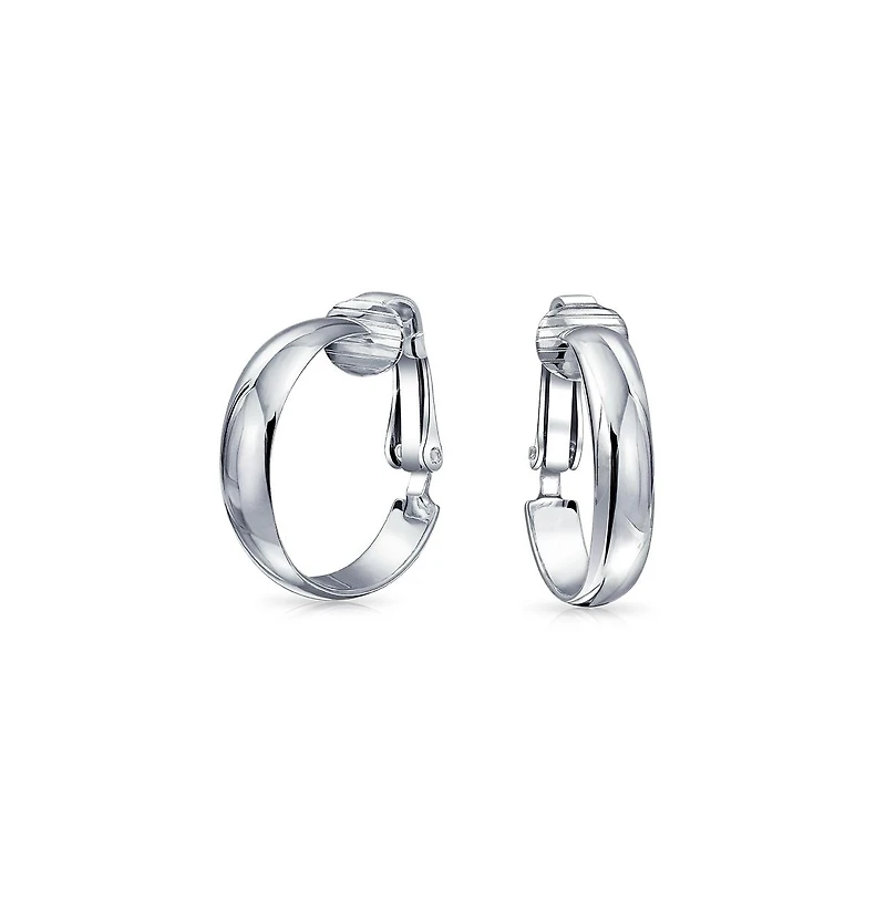 Bling Jewelry Classic Basic Simple Lightweight Clip On Hoop Earrings Non Pierced Ears Sterling Silver .75 Diameter