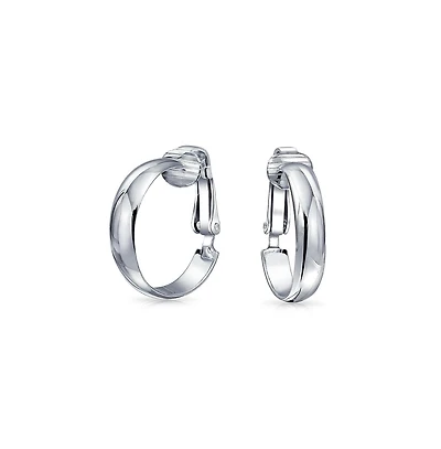 Bling Jewelry Classic Basic Simple Lightweight Clip On Hoop Earrings Non Pierced Ears Sterling Silver .75 Diameter