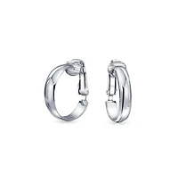 Bling Jewelry Classic Basic Simple Lightweight Clip On Hoop Earrings Non Pierced Ears Sterling Silver .75 Diameter