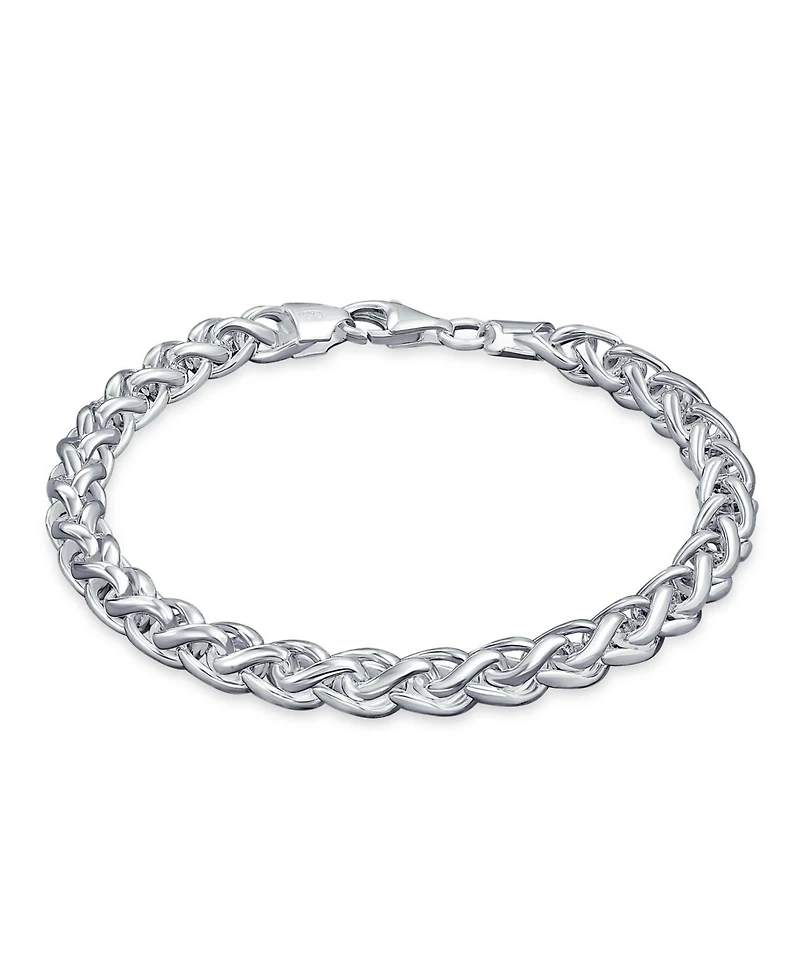 Bling Jewelry Solid Heavy 6MM Braid Rope Wheat Chain Link Bracelet .925 Sterling Silver 8.5 Inch
