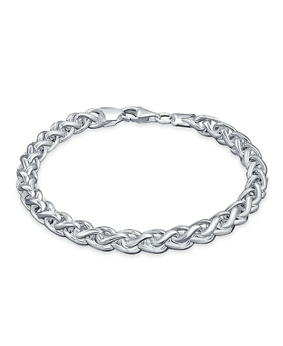 Bling Jewelry Solid Heavy 6MM Braid Rope Wheat Chain Link Bracelet .925 Sterling Silver 8.5 Inch