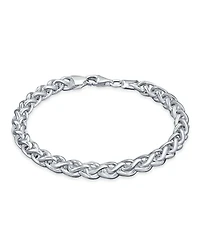Bling Jewelry Solid Heavy 6MM Braid Rope Wheat Chain Link Bracelet .925 Sterling Silver 8.5 Inch