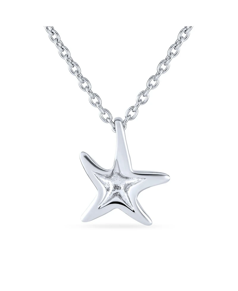 Bling Jewelry Ocean Lover Sea Tropical Beach Vacation Nautical Starfish Pendant Necklace For Women s Sterling Silver
