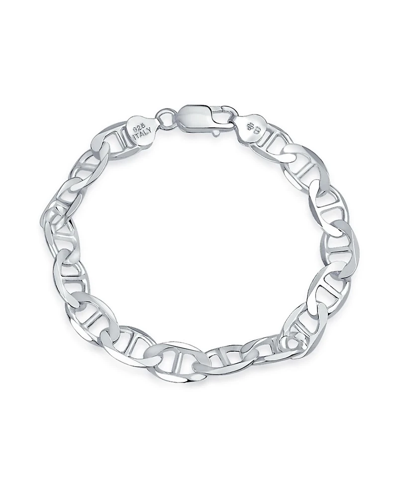 Bling Jewelry Thick Heavy Solid Sterling Silver 9MM Marine Anchor Mariner Chain Link Bracelet Inch