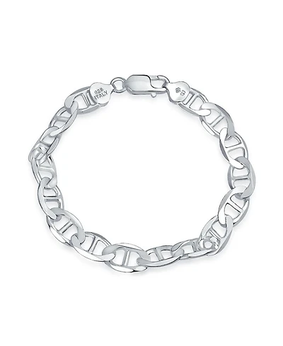 Bling Jewelry Thick Heavy Solid Sterling Silver 9MM Marine Anchor Mariner Chain Link Bracelet 9 Inch