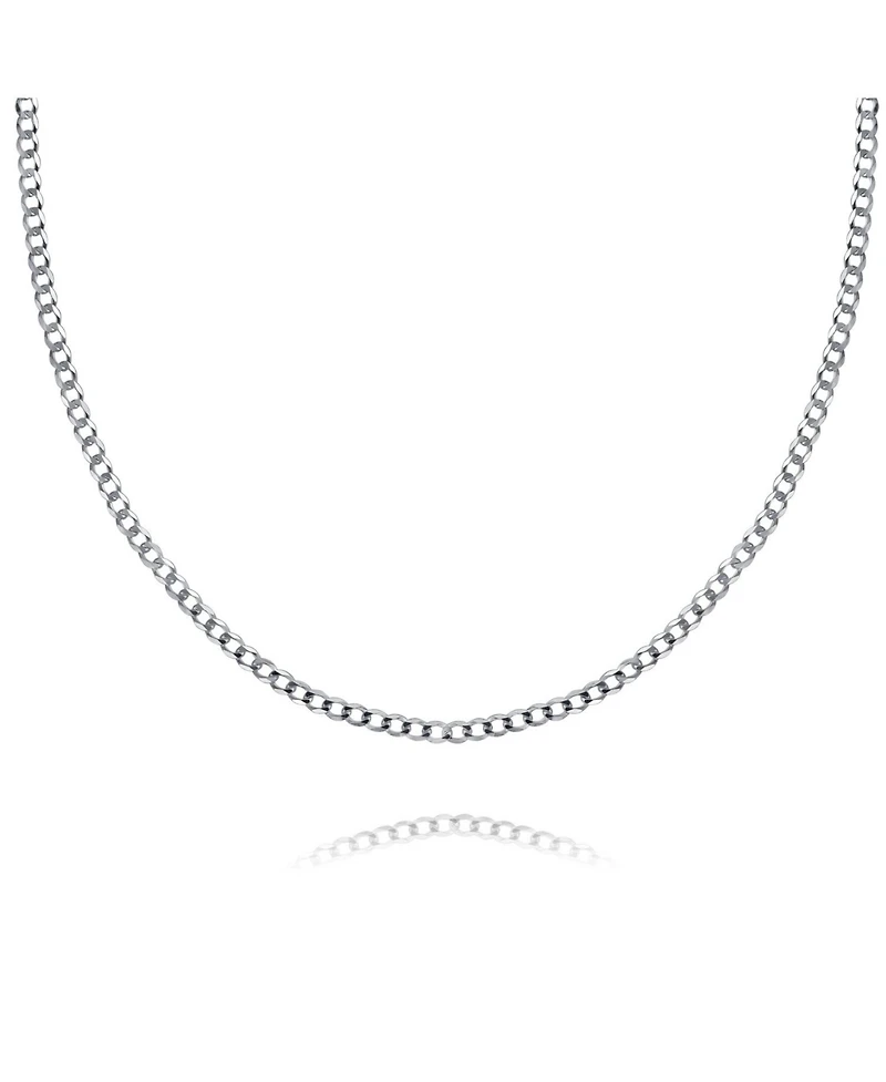 Bling Jewelry Solid 3MM Sterling Silver Miami Cuban Curb Chain Necklace