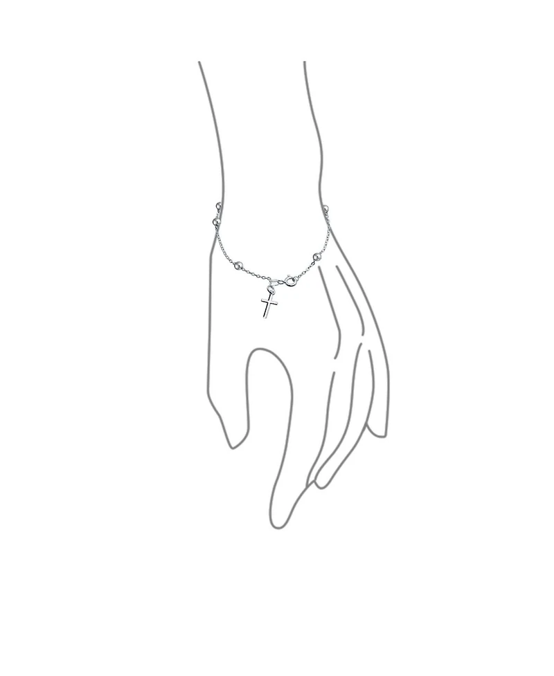 Bling Jewelry Thin Simple Religious Prayer Ball Beads Cross Rosary Bracelet Sterling Silver