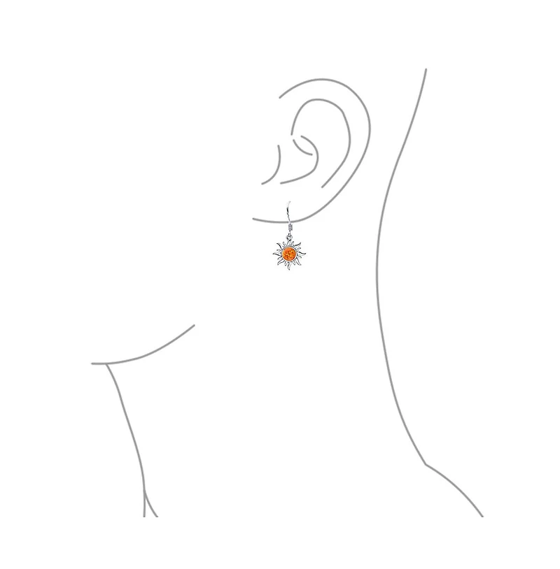 Bling Jewelry Irradiance Green Or Orange Fire Created Opal Summer Fun Sunburst Dangle Drop Earrings .925 Sterling Silver Fish Wire