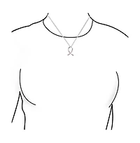 Strength and Hope Elegant Fine Pave Cubic Zirconia Cz Pink Ribbon Breast Cancer Survivor Pendant Necklace For Women .925 Sterling Silver