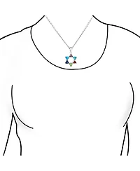 Bling Jewelry Modern Multi-Color Cz Judaica Hanukkah Star of David Pendant Necklace Sterling Silver For Women s