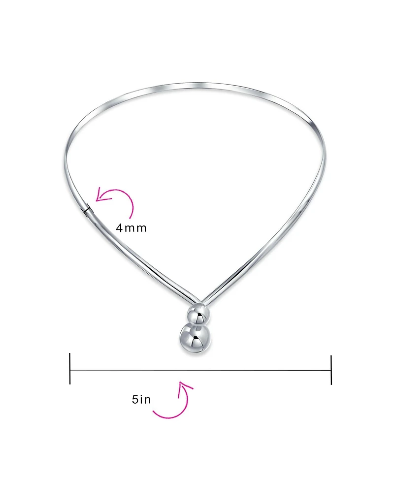 Bling Jewelry Geometric V Shape Interlocking Balls Collar Statement Necklace Silver Sterling