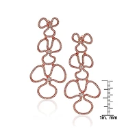 Suzy Levian Sterling Silver Cubic Zirconia Flower Drop Dangle Earrings