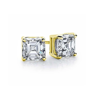 Suzy Levian Sterling Silver Cubic Zirconia Asscher-Cut Classic Stud Earrings