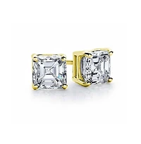 Suzy Levian Sterling Silver Cubic Zirconia Asscher-Cut Classic Stud Earrings