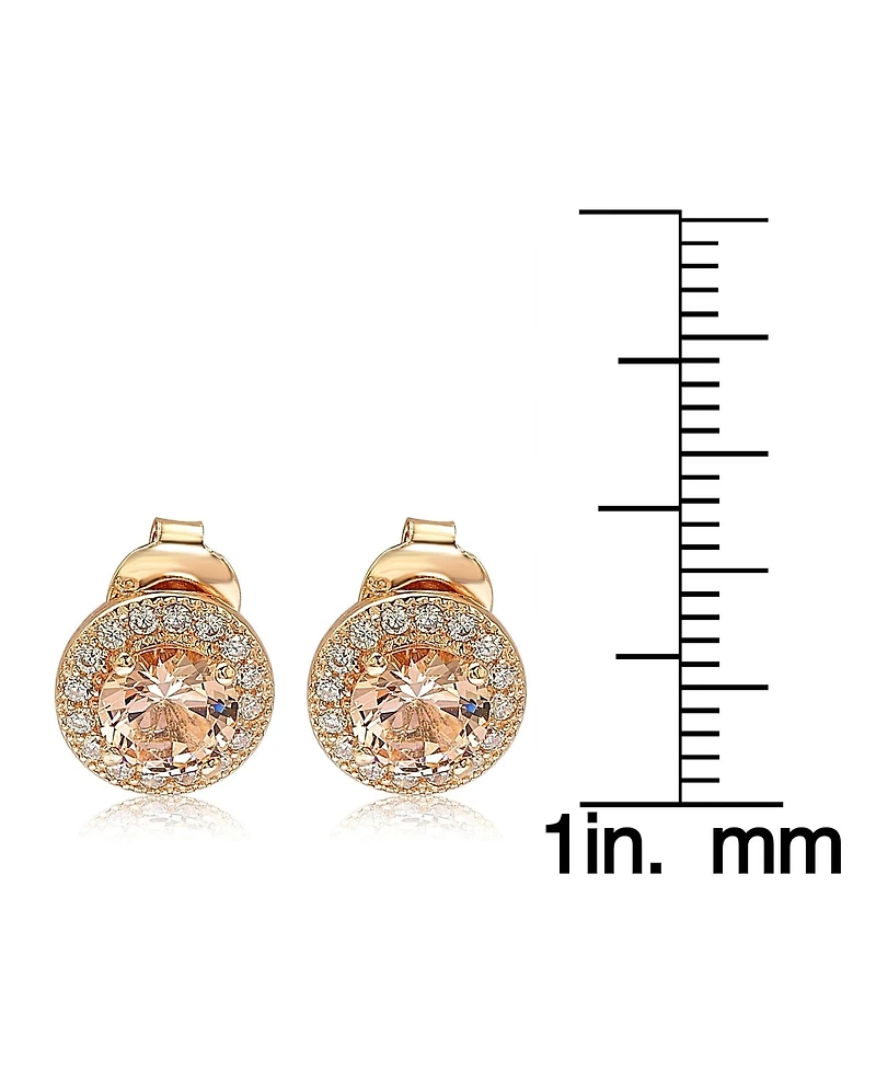 Suzy Levian Sterling Silver Cubic Zirconia Round Halo Stud Earrings