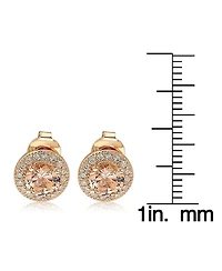 Suzy Levian Sterling Silver Cubic Zirconia Round Halo Stud Earrings